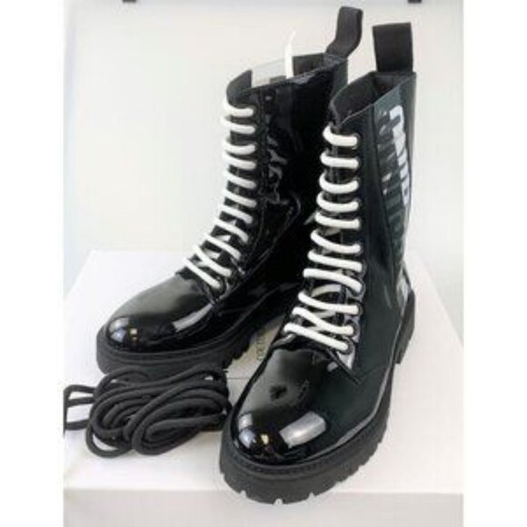 NIB Authentic Moschino PVC Logo Boots - Picture 2 of 13
